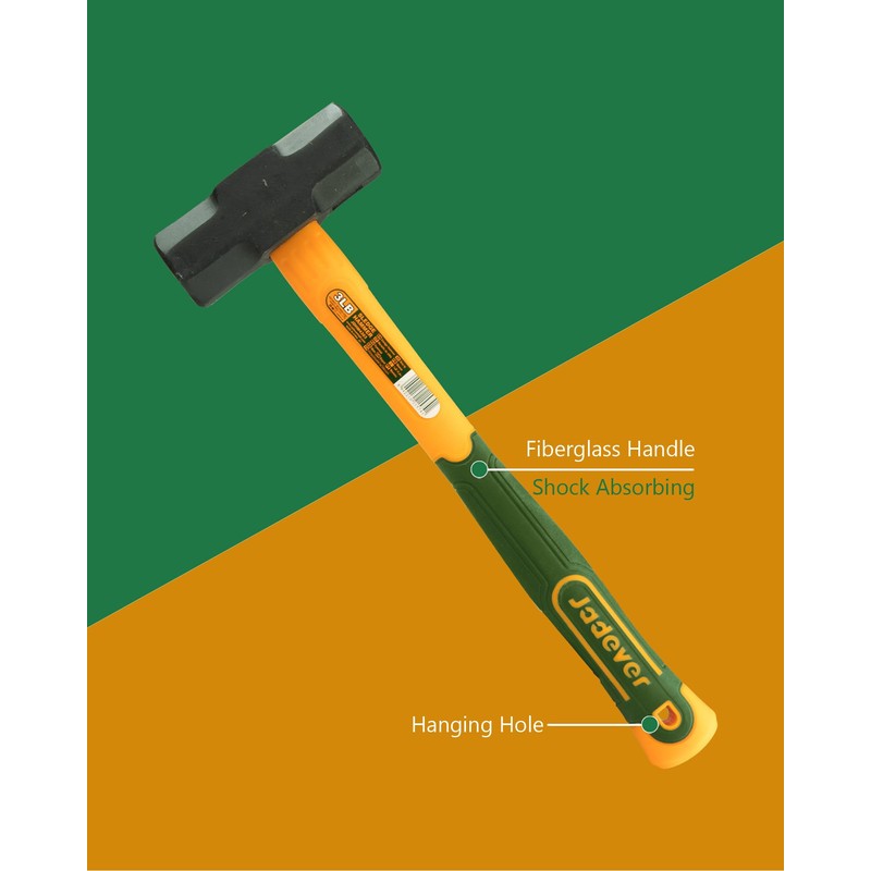 Jadever 3-LB Sledge Hammer, Shock Absorbing Handle, Drop Forged &