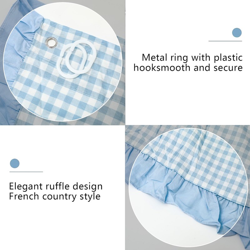 Whaline Gingham Ruffled Shower Curtain 72 x 72 Inch Blue