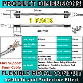 1-Pack Door Flex Conduit 20" Door Wire Conduit Flexible Conduit Flexible Electrical Conduit Door Cable Protector Stainless Steel Conduit for Access Wire Protector Control System Video Line Lock (1)