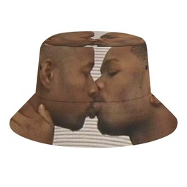 JopaJre Two Black Men Kissing Meme Bucket Hat for Women Men Sun Cap Fisherman Hat Packable Beach Caps Travel Outdoor