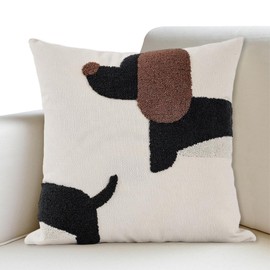 Dachshund Decorative Cushion Cover, 45 cm x 45 cm Cushion Cover, Decorative Canvas Fabric Cushion Covers, Washable Decorative Throw Cushion Cover, Cushion Cover for Home, Living Room, Bed, Sofa, Car