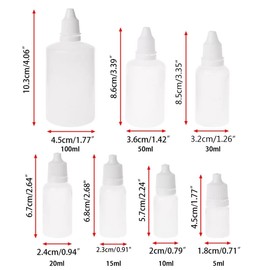 100 Pieces 5ml Squeezable Dropper Bottles, Empty Clear Plastic Dropper Bottles with Child Safe Cap for Cosmetics, Essential Oils, Reagents, Laboratory, Bonus 20 x Funnel + 2 x Labels