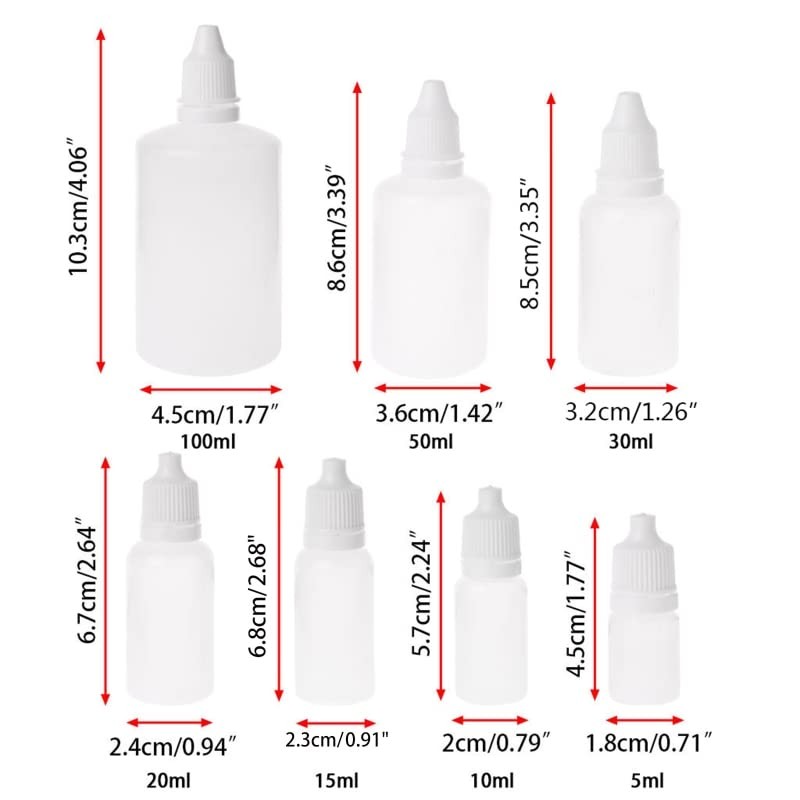 100 Pieces 5ml Squeezable Dropper Bottles, Empty Clear Plastic Dropper