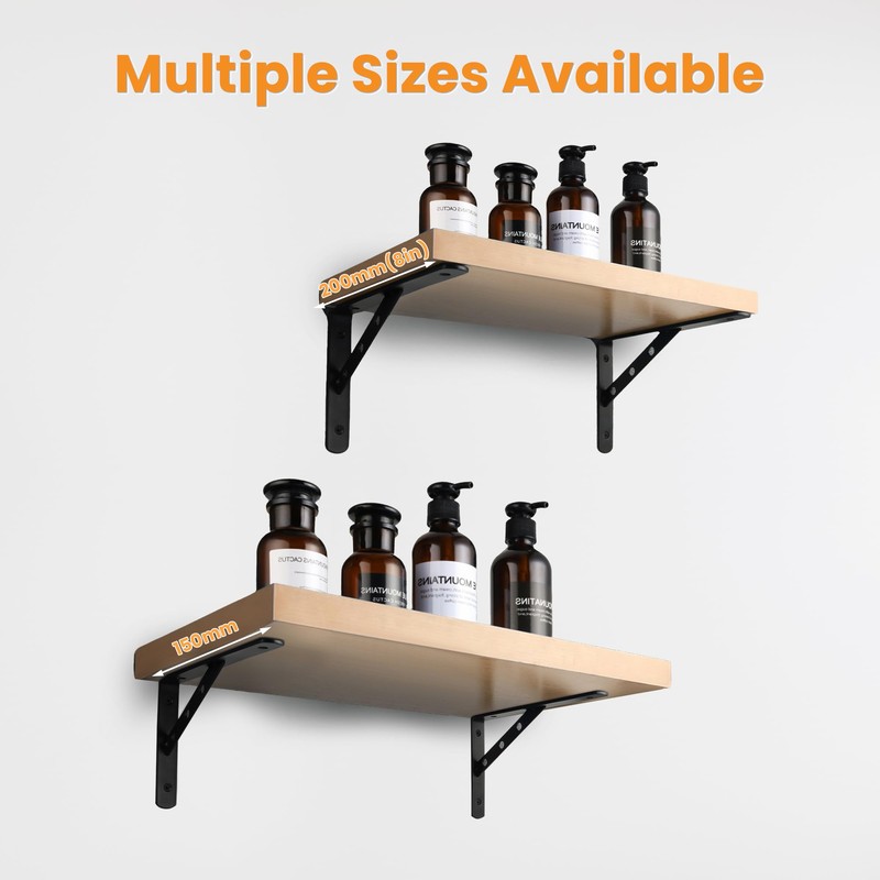 Mooche 2Pcs Shelf Brackets Black, Heavy Duty Stainless Steel Triangle