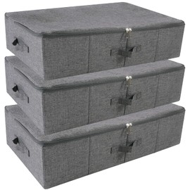 iwill CREATE PRO - Cajas de almacenamiento rígidas plegables y lavables con tapa con cierre para ropa, ropa, mantas para recámara, recámara universitario, clóset, cestas de estantes, paquete de 3,