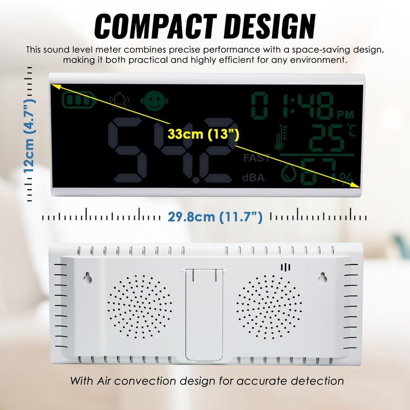 Decibel Meter 30~130dB Sound Level Meter, 13 inches LCD Display
