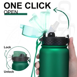 GOPPUS 1L/32oz Stainless Water Bottle with Straw Double Wall Insulated Bottles Reusable Vacuum Thermal Flask Leakproof Drinks Bottle Sports Bottle Cold Gym Bottle Men Women Steel Bottle Metal Bottle