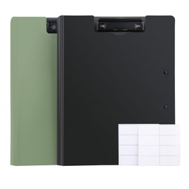 Clipboard A4, 2 Foldover Clip Folders, Clipboard with Distinguishing Label, Writing Board with Paper Clip for Storing Paper for School, Office, Workshop, Hospital of Standing Workers