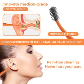 Q Grips Earwax Removal Kit Ears Cleaner 2 Pieces Ear Remover Pick Tool Set Reusable Soft Silicone with Exquisite Leather case for Olders Adult Kids