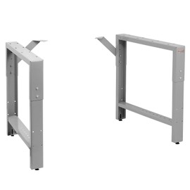 Garage Workbench Table Frame 26" Depth - Height Adjustable 29" to 35" - 2" High Drawer Kit - Grey