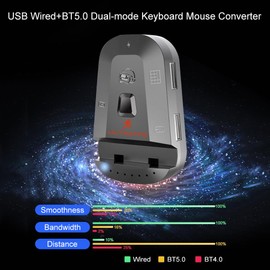 M2 Mobile Game Keyboard Mouse Converter Adapter USB Wired+BT5.0 Dual-mode Connection Portable Design Support Android iOS System