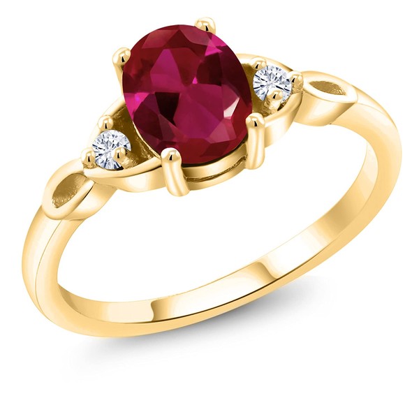 Gem Stone King 18K Yellow Gold Plated Silver Red Created