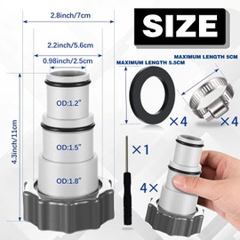 4PCS Pool Hose Adapter, Pool Adapter, Adapter for Intex Pool, Hose Adapter Pool, Hose Adapter for Pump, Connection for Ø 32 and 38 mm Pool Hose