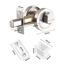 Single Cylinder Deadbolt Round Security Door Lock with Key Zinc Alloy Deadbolt Standard Size for Bathroom Door Lock Bedroom Door Lock Entrance Door Lock for Interior and Exterior