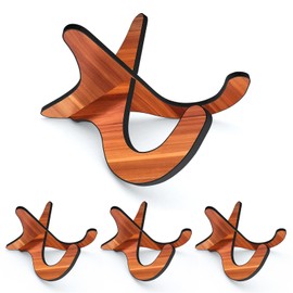 ASZUNE Wooden Ukulele Stand Violin Mandolin Folding Portable Stand (Sapele, 4-Pairs)