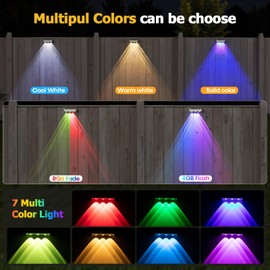 NIORSUN Solar Fence Lights,12 Pack Solars Deck Light,RGB Color,Outdoor Bulb Waterproof Led IP65,Outdoor Fence Light,Power Patio Lamp with Lenses for Outside/Backyard/Railing/Yard(White)