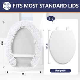 Baahrnom Microfiber Elongated Toilet Seat Cover 19.5"x 15" Machine Washable Solid Toilet Lid Cover Adjustable Rubber Backing Fits Only 18-19.5" L x 14-16" W Elongated Toilet Seat