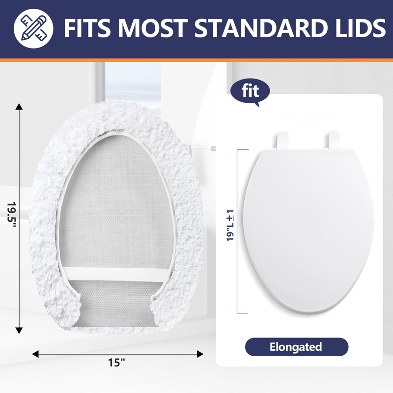 Baahrnom Microfiber Elongated Toilet Seat Cover 19.5"x 15" Machine Washable