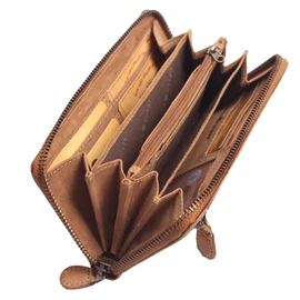 Greenburry Vintage Leather Women's Wallet Horse Design with Desired Name Brown 19 x 10 x 2.5 cm, Green, white, black, brown, silver, Vintage