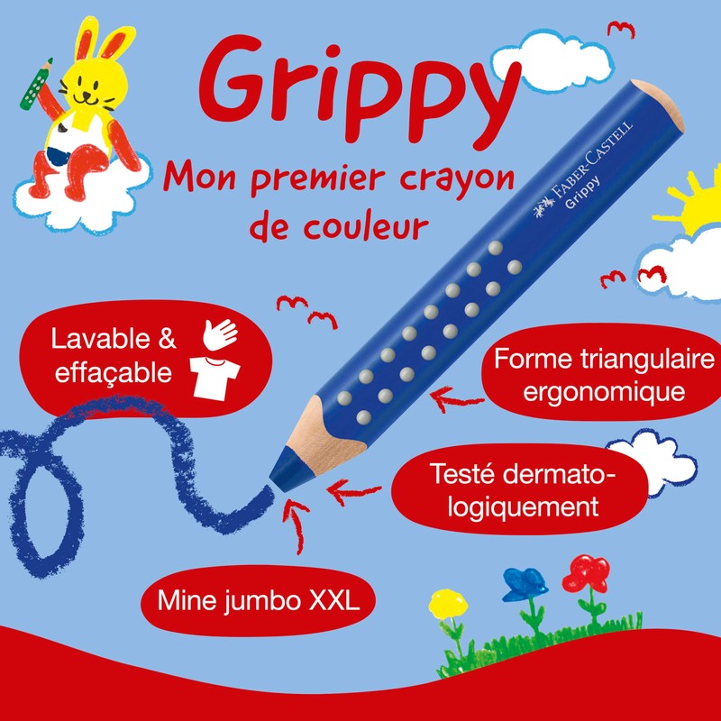 Faber-Castell Grippy 110624 Colouring Pencils Set, 10 Colouring Pencils for
