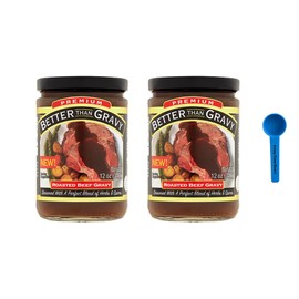 Better Than Gravy Roasted Beef Gravy 12 oz (Pack of 2) Bundle with PrimeTime Direct Teaspoon Scoop with BTB Authenticity Seal