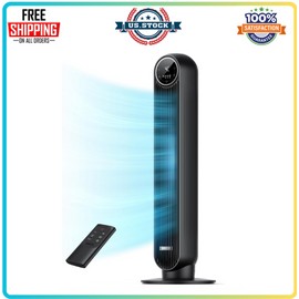 Dreo Tower Fan – Quiet Floor Fan,90° Oscillation, 4 Speeds, 8H Timer,Black