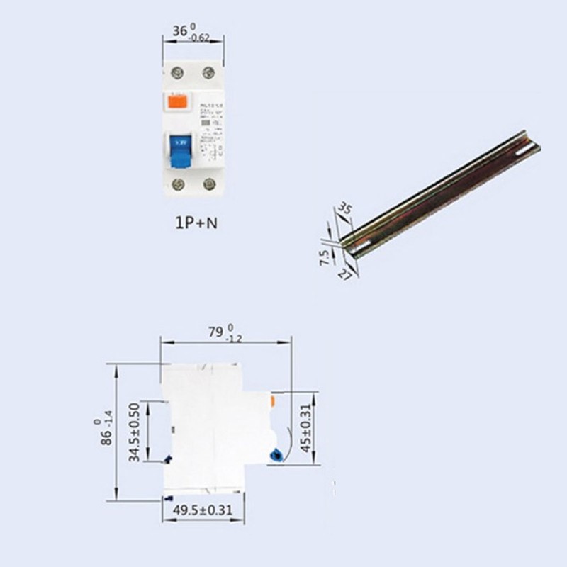 Miniature Current Circuit Breaker 1P+N Leakage Protection Switch for Engineering