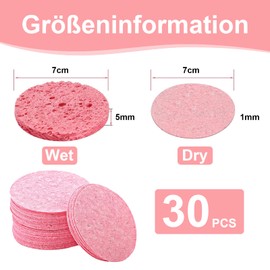 hurifeng 30 x Compressed Face Sponges - Natural Cosmetic Sponges for Facial Cleansing; Exfoliation; Makeup Removal; Aesthetic Stuff; Clean Girl - Facial Cleansing Made Easy