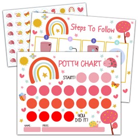 Rainbow Garden Potty Trainning Sticker Chart for Toddlers Boys Girls, 10 Potty Training Chart with 216 Stickers & 1 Routine Card - A22