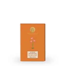 Forest Essentials Luxury Sugar Soap | Lime, Saffron & Oudh| Ayurvedic Handmade Organic Bath Soap| Scented Soap For Smooth & Soft Skin | Made with Raw Cane Sugar