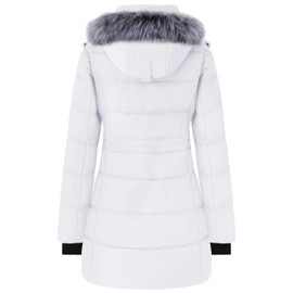 wantdo Women's Winter Parka Jacket Winter Coats Hooded Puffer Jacket White XL