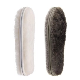 CCSOFTIME 2 Pairs Genuine Sheepskin Insoles,Thick Fluffy Wool Insoles for Women Men,Furry Lambswool Fur Insoles for Boot Slippers,Warm Wool Fleece Insoles EU37(UK4) White Grey