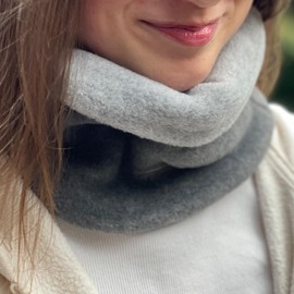 Wollhuhn Warm Boys / Girls Our Warmer Winter Loop/Tube Scarf/Slip-On Scarf Two Layers Fleece for Reversible, Anthracite/light grey