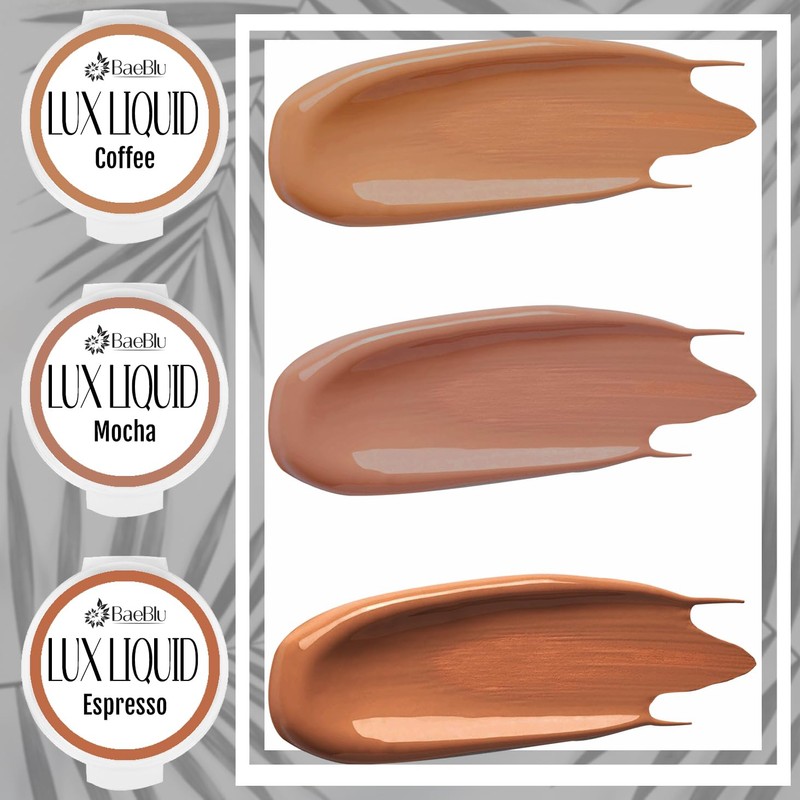 BaeBlu Organic LUX Liquid Foundation SAMPLES, Coffee, Mocha, Espresso