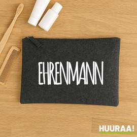 Huuraa Kulturbeutel Ehrenmann Jugendwort Geschenk 1 Liter Charcoal Filz Ehrenmann Geschenkidee