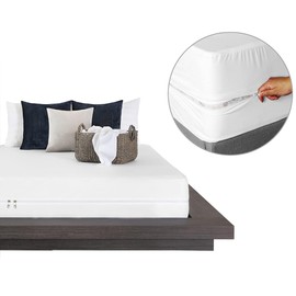 Pure Eco Zipper Twin XL Fitted Sheet - 100% Microfiber, Super Soft Comfy, 12" Deep Pocket, White Color