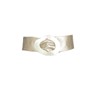 FrasiBags Ladies Wide Metallic Leather Bow Round Ring Oval Belt