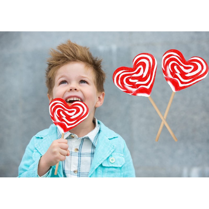 Fruidles Six-Pack 80-Gram Jumbo Heart Swirl Lollipop Red and White
