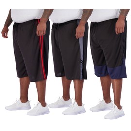 Real Essentials Men's Big & Tall 3-Pack Dry Fit & Mesh Active Athletic Perfomance Shorts (3X-5X), Mesh-set I, 3X