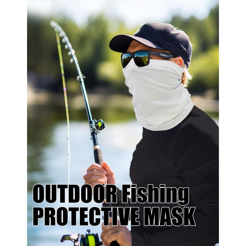 JHYWELL Cooling Neck Gaiter Face Cover, White UV Protection Mask,