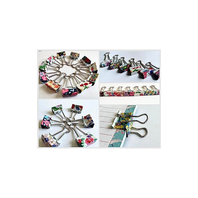 25mm Assorted Flower Design Metal Binder Foldback Clips Bulldog/Paper Clips/Binder