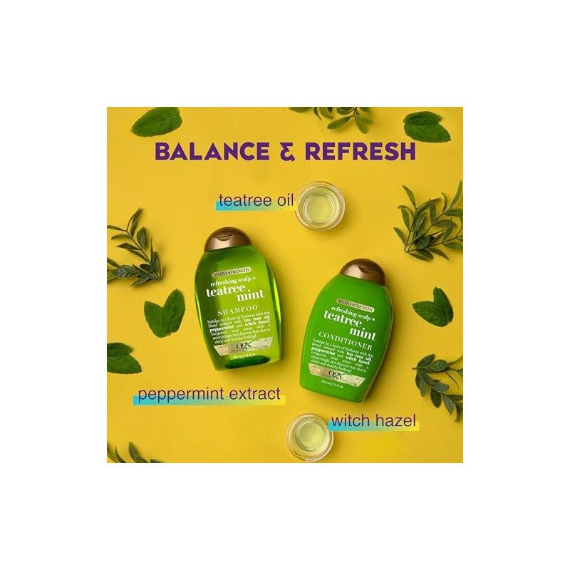OGX, Shampoo Extra Fuerte de Tea Tree y Menta, 385