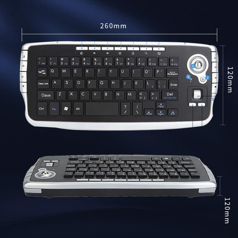 Mini Ergonomic Keyboard Trackball Air Mouse 1200dpi Function TV 2.4G
