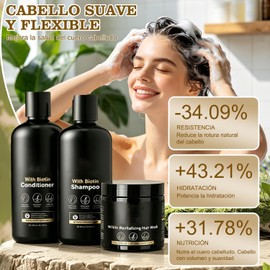 Champú Anticaída, Champú Hair Shampoo, Shampoo Reparación Brillante y Nutrición, Acondicionador Fuerza Anti-Caída, Fortalece Raíces, Refresca El Cuero Cabelludo y Repara El Cabello Dañado