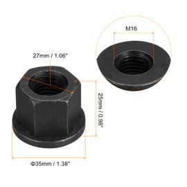 QUARKZMAN M16 Flange Hex Lock Nut Grade 10.9 Carbon Steel Black Oxidized Hex Flange Nut for Machines