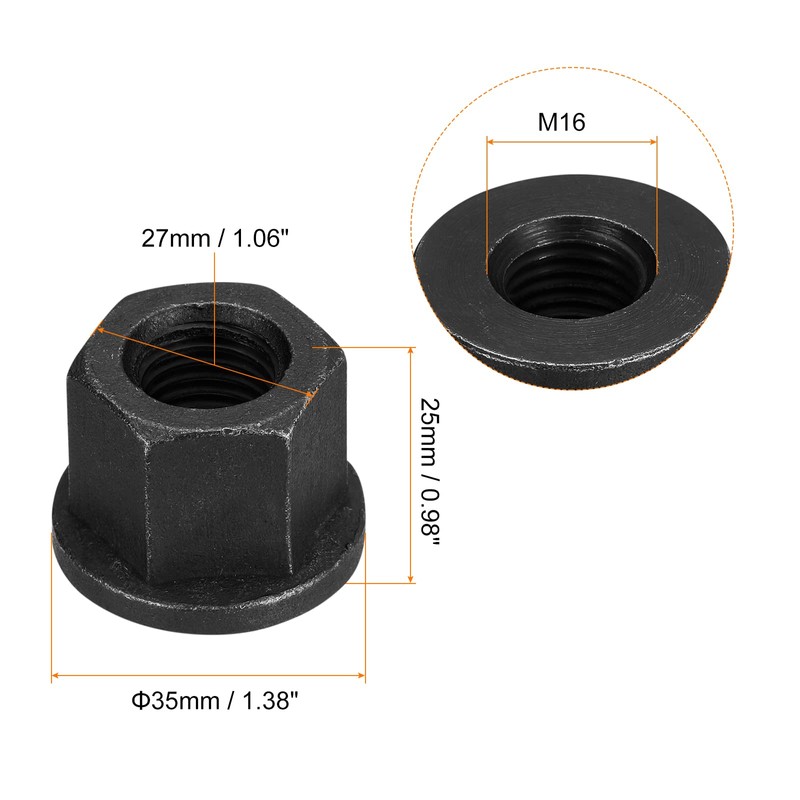 QUARKZMAN M16 Flange Hex Lock Nut Grade 10.9 Carbon Steel