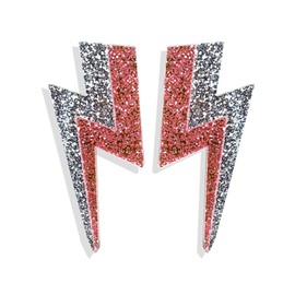 WCRAZYE 80s Retro Neon Earrings Lightning Bolt Dangle Earrings for Women Punk 80s 90s Neon Thunder Flash Lightning Drop Earring 80's Retro Costume Accessory (Silver Pink)