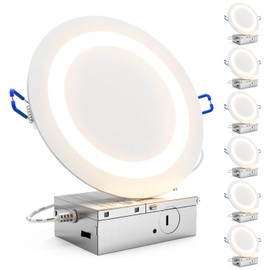 Sunco 6 Pack 6 Inch LED Slim Eclipse Ultra Thin Canless Lights, Ceiling Recessed Lighting with Metal Junction Box, 900 LM, Selectable CCT 2700K/3000K/4000K/5000K/6000K, 14W, Dimmable ETL.