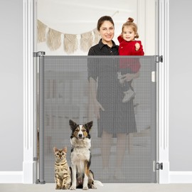 42 Inch Extra Tall Baby Gate 20"-30" Wide Narrow Baby Gate for Doorways Extra Tall Retractable Pet Gates for Dogs Tall Mesh Dog Gates for Stairs Child Safety Gate for The House, Gray