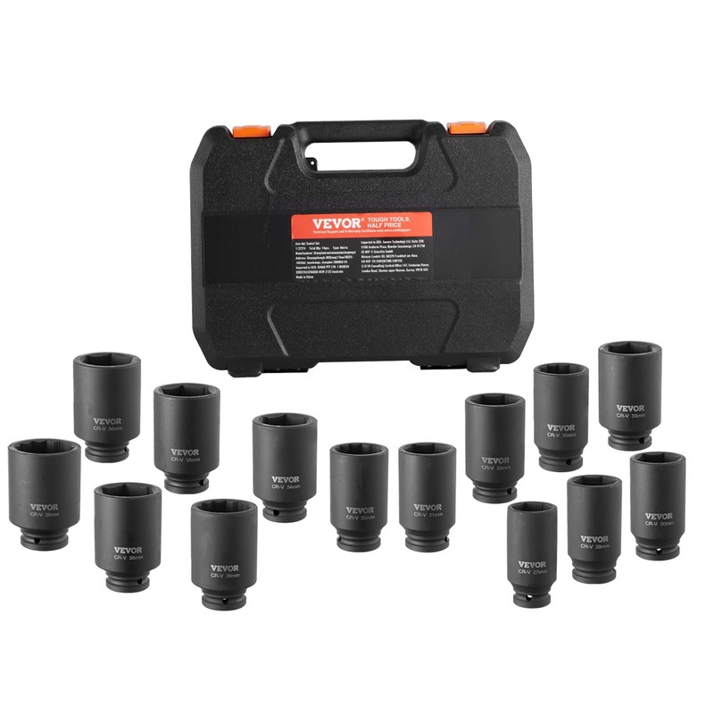 VEVOR Axle Nut Impact Socket Set - 1/2" Drive Deep